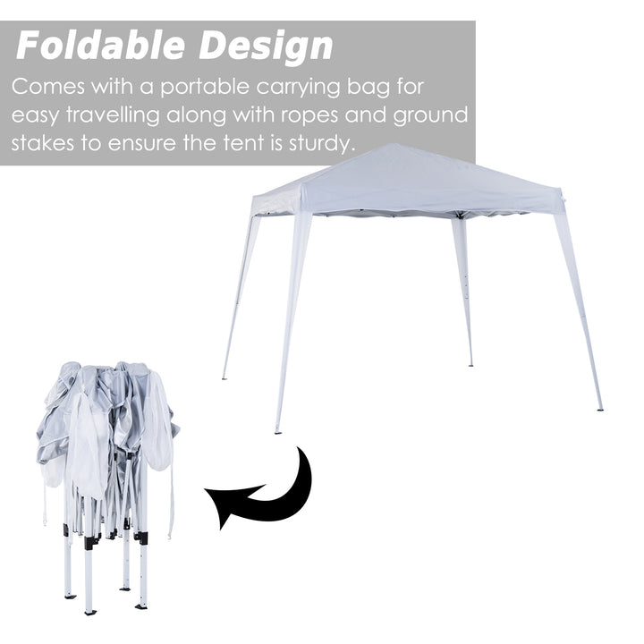 3 M x 3 M Base/ 2.5 M x 2.5 M Top Pop Up Gazebo with Carry Bag, Height Adjustable Slant Leg Party Tent Instant Event Shelter for Garden, Patio, White