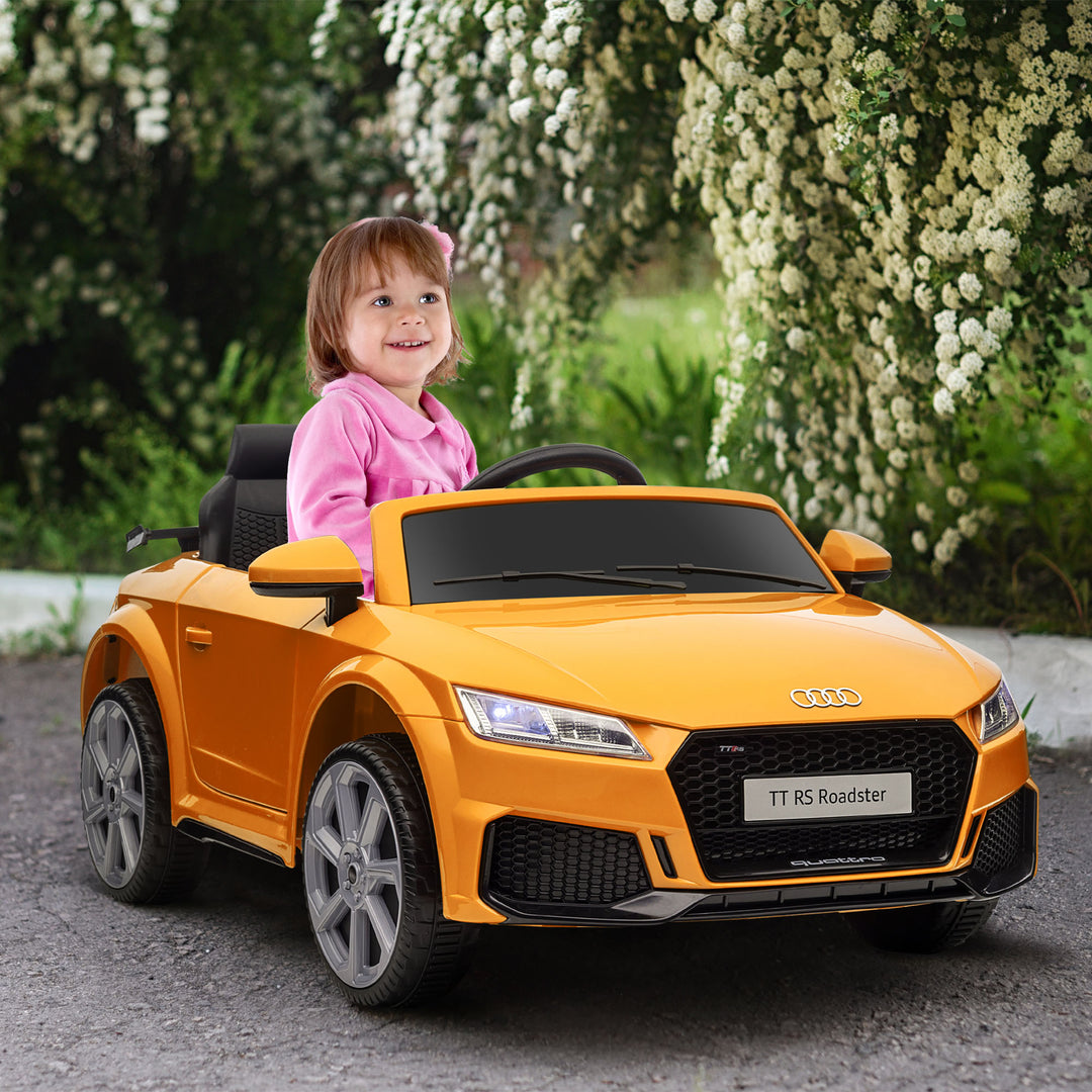 HOMCOM Kids Licensed Audi TT RS Ride-On Car 12V Battery w/ Remote Suspension Headlights and MP3 Player 3km/h Yellow | Aosom UK