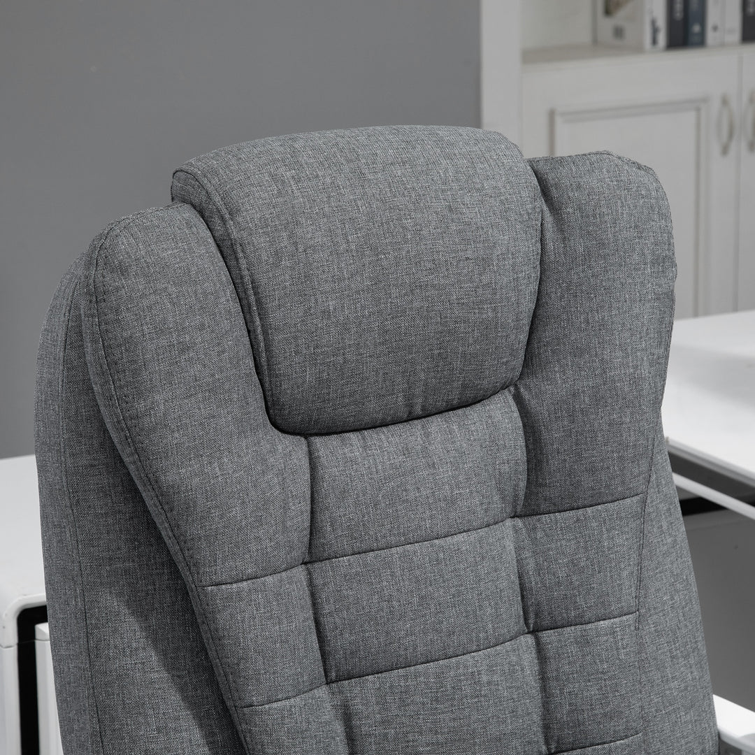 Office Chair, Computer Desk Chair, Linen Fabric Swivel Rolling Task Chair with Large Soft Padded Cushion, 135° Reclining Backrest and Retractable Footrest, Grey
