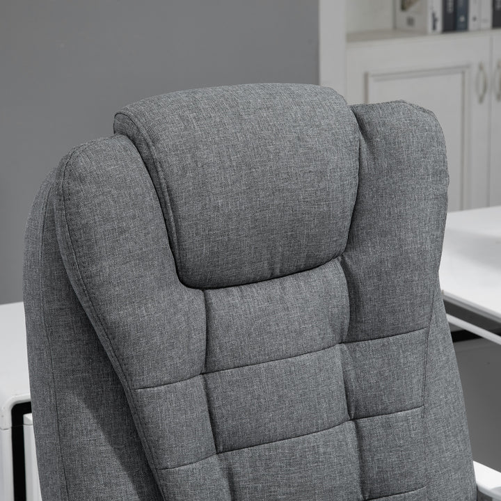 Office Chair, Computer Desk Chair, Linen Fabric Swivel Rolling Task Chair with Large Soft Padded Cushion, 135° Reclining Backrest and Retractable Footrest, Grey