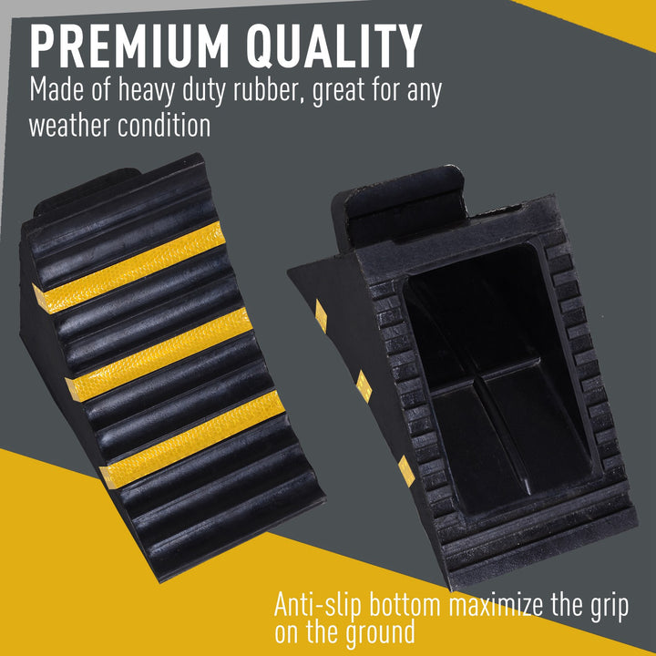 2 PCs Rubber Wheel Chocks Heavy Duty Blocks for Vehicles, Cars, Caravan, Trailer with Handle 25L x 16W x 19H cm