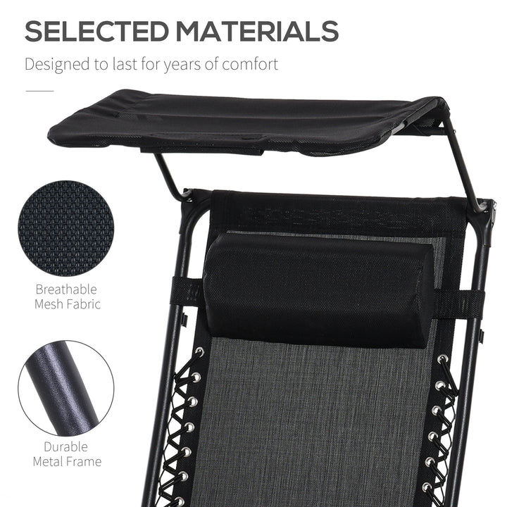 MCL Folding Zero Gravity Sun Lounger, with Sun Canopy - Black