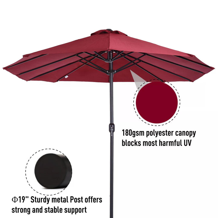 MCL 4.6m Double-Sided Patio Parasol Sun Umbrella-Wine Red