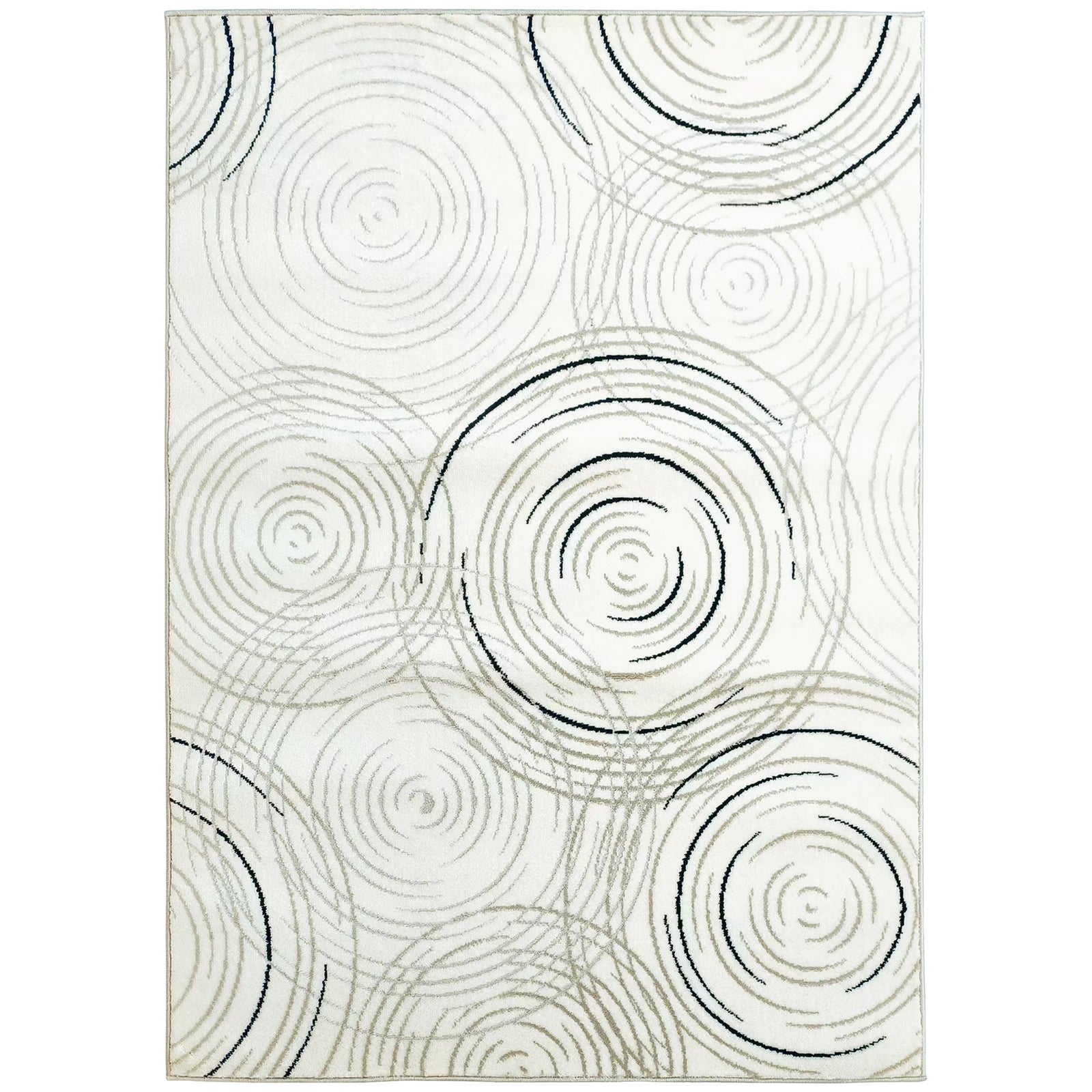Modern Area Rug, Swirl Pattern Machine Washable Rug, Allergy-Friendly Floor Carpet for Living Room, Bedroom, Dining Room, Home Office, 230 x 160 cm, Cream White