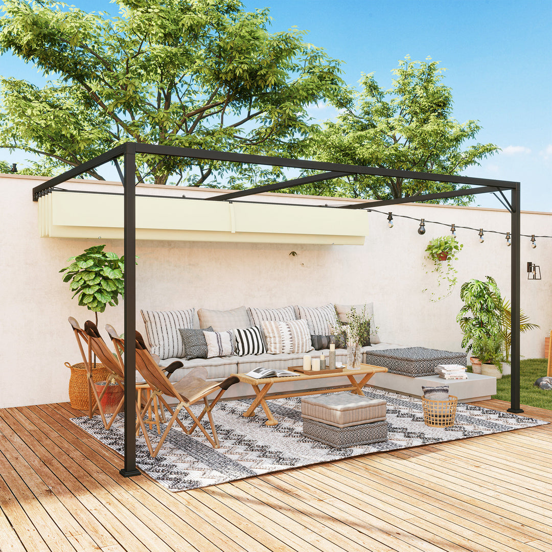 4 x 3 m Pergola, with Sliding Canopy - Cream