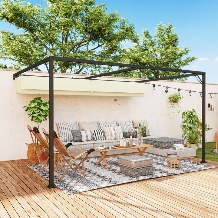 4 x 3 m Pergola, with Sliding Canopy - Cream