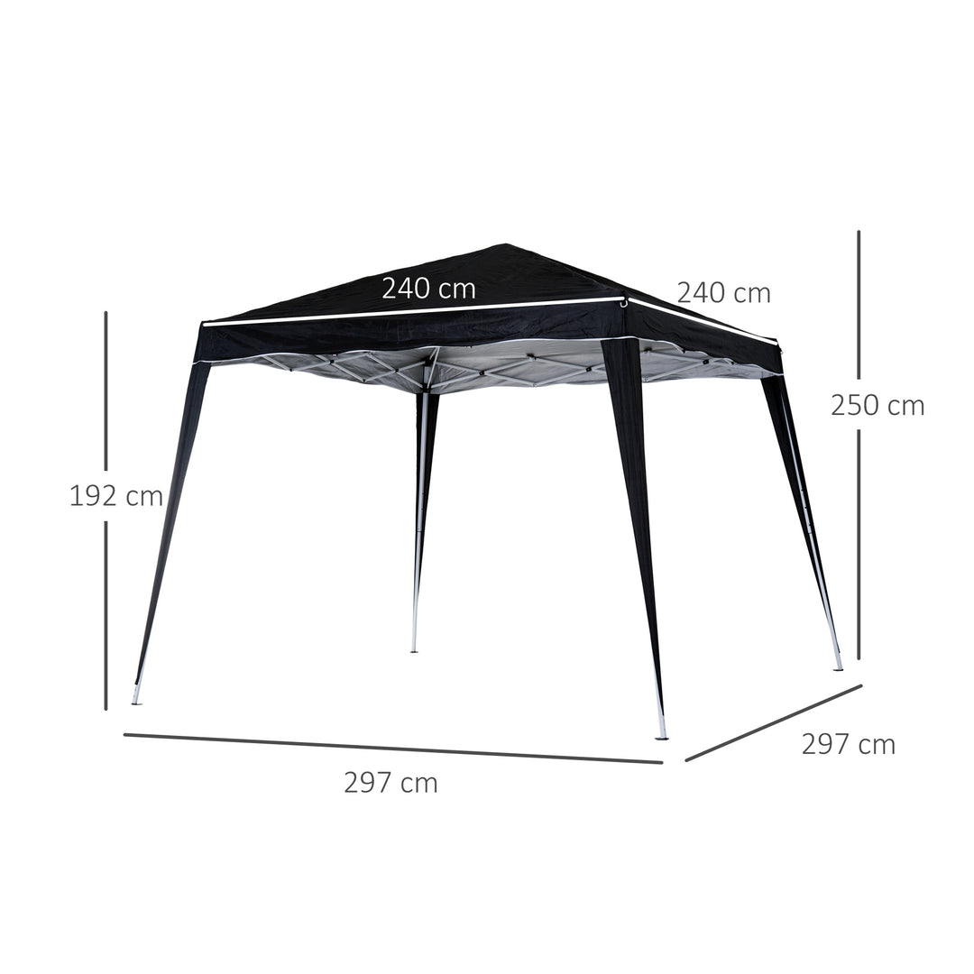 3 M x 3 M Base/ 2.5 M x 2.5 M Top Pop Up Gazebo with Carry Bag, Height Adjustable Slant Leg Party Tent Instant Event Shelter for Garden, Patio, Black