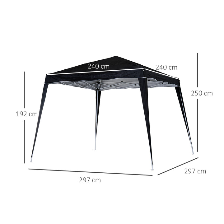 3 M x 3 M Base/ 2.5 M x 2.5 M Top Pop Up Gazebo with Carry Bag, Height Adjustable Slant Leg Party Tent Instant Event Shelter for Garden, Patio, Black