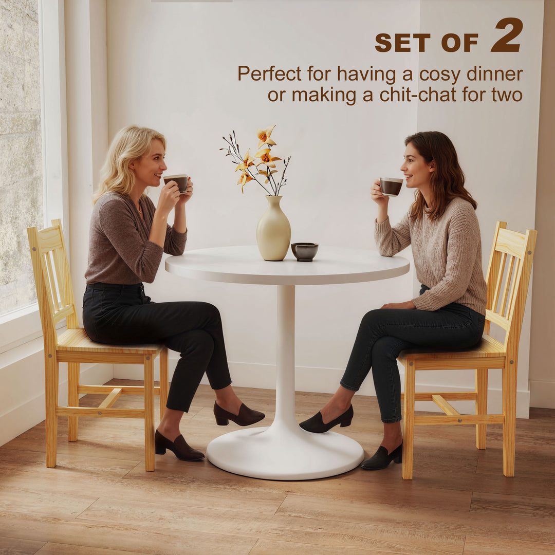Dining Chairs Set of 2, Kitchen Chair with Slat Back, Pine Wood Struct