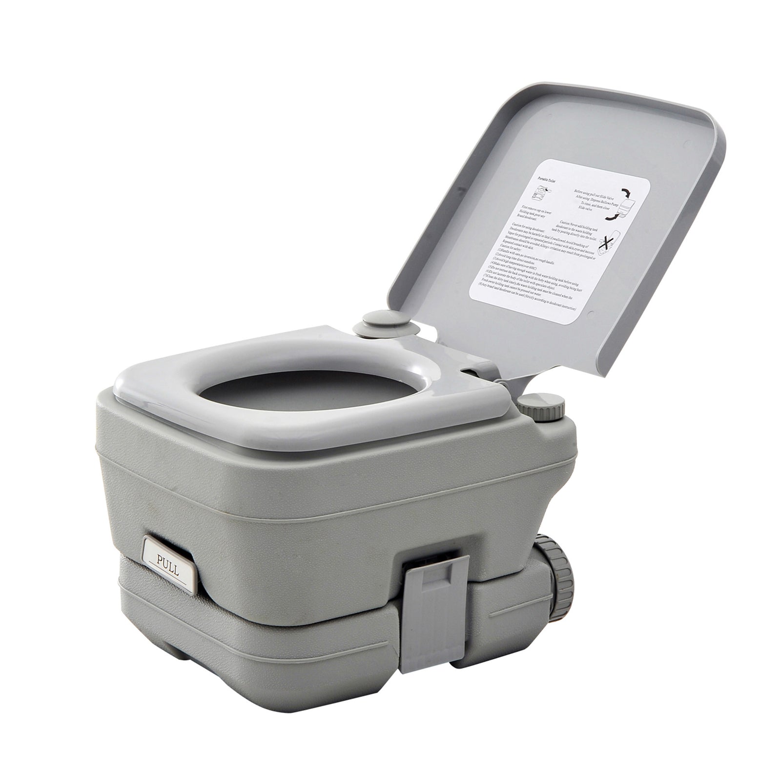 10L Portable Toilet for Adults, Outdoor Camping Toilet with 2 Detachable Tanks & Push-button Operation, Compact Outdoor Travel Potty Loo with Lid, Seat for Fishing, Hiking, Picnic, Grey