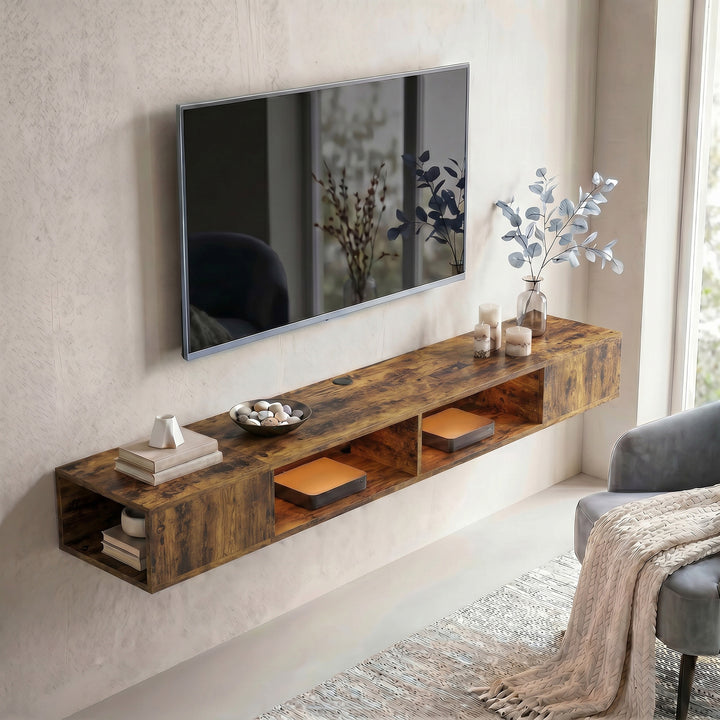 Wall Mounted TV Stand with RGB LED Lights, Floating Entertainment Cent