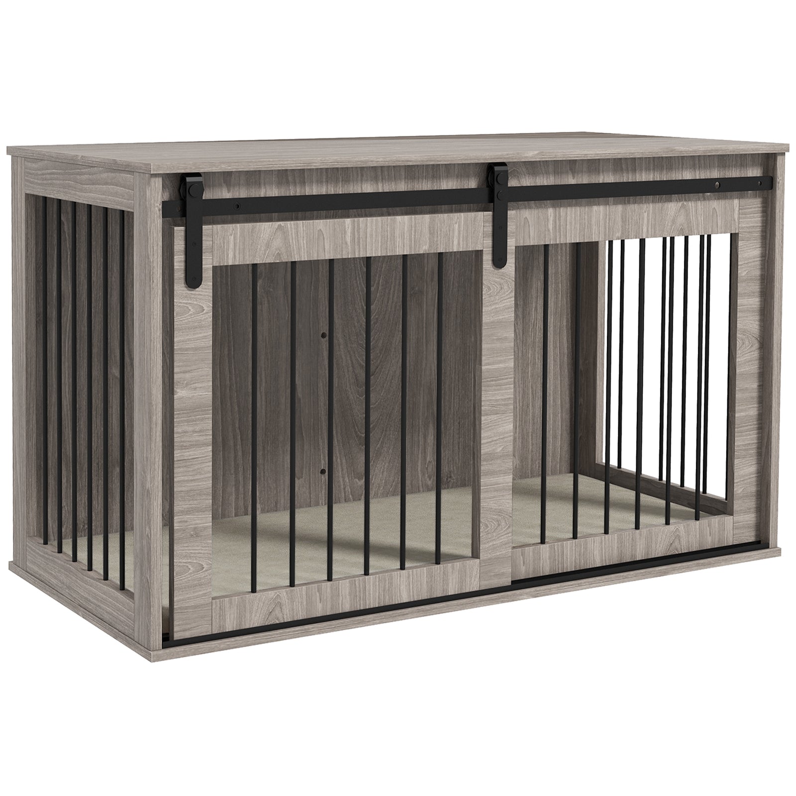 118cm Dog Crate Furniture with Removable Cushion for Extra Large Dogs - Walnut Brown