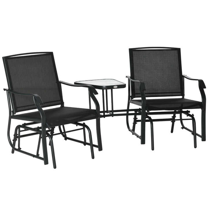 Gliding Jack and Jill Seat, with Glass-Top Table - Black