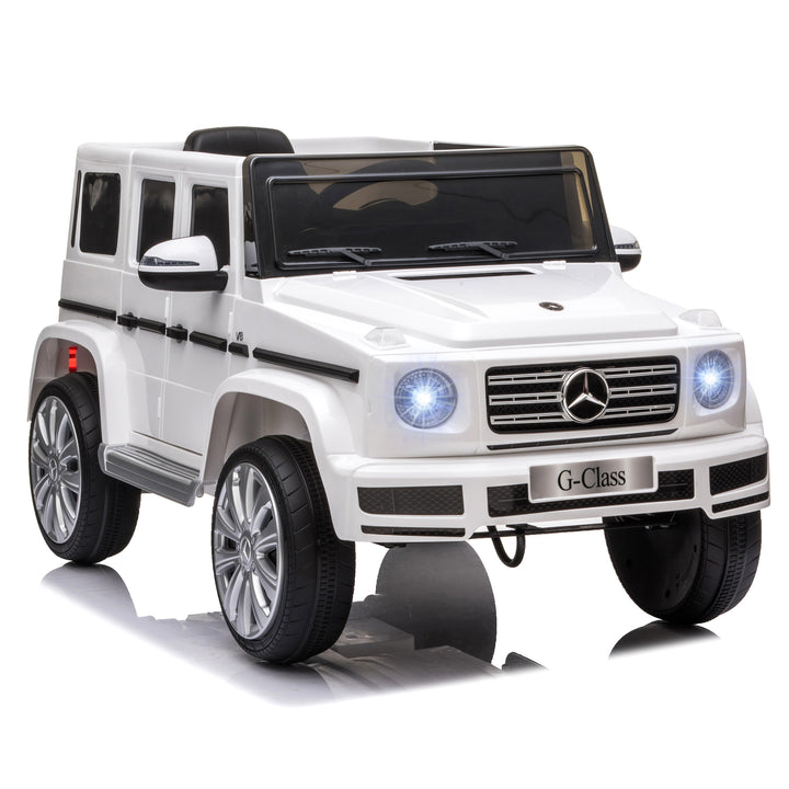 MCL Mercedes Benz G500 Licensed 12V Kids Electric Ride On Car  Toy with Parental Remote Control Battery-powered 2 Motors Music Lights MP3 for 3-8 Years Old White