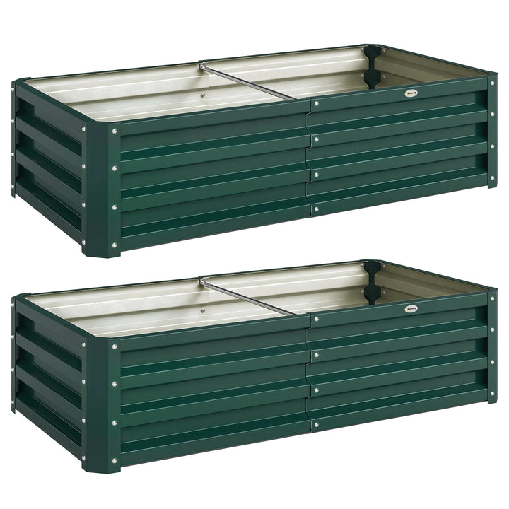 Set of 2 Raised Beds for Garden, Galvanised Outdoor Planters for Herbs