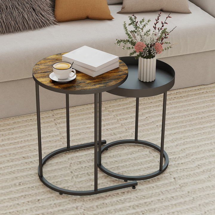 MCL Round Nesting Side Table Set of 2 - Rustic Brown