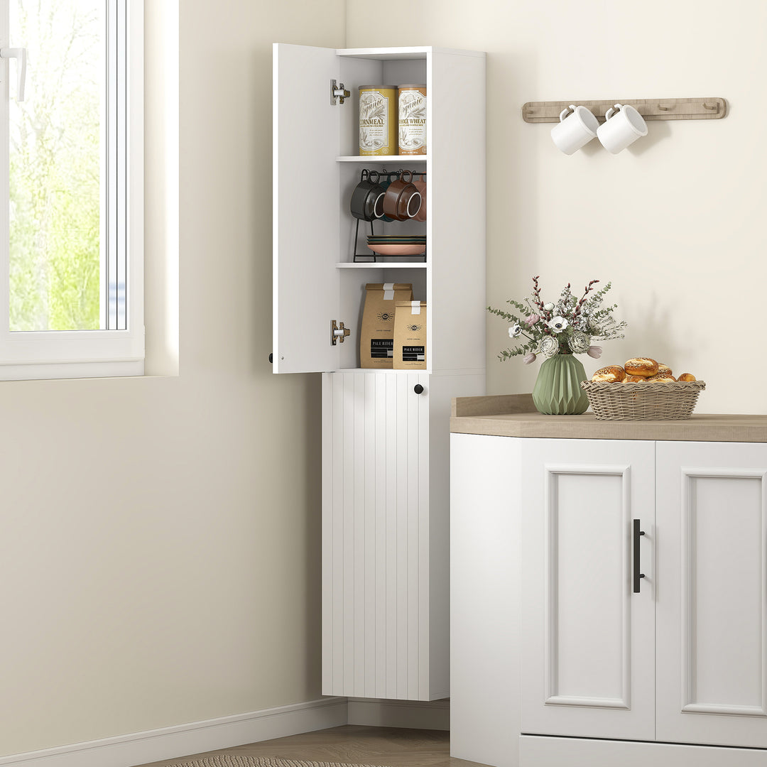 Wall Mounted Tall Bathroom Storage Cabinet with Soft-Close Hinges, Slim Bathroom Cabinet with 2 Doors, White