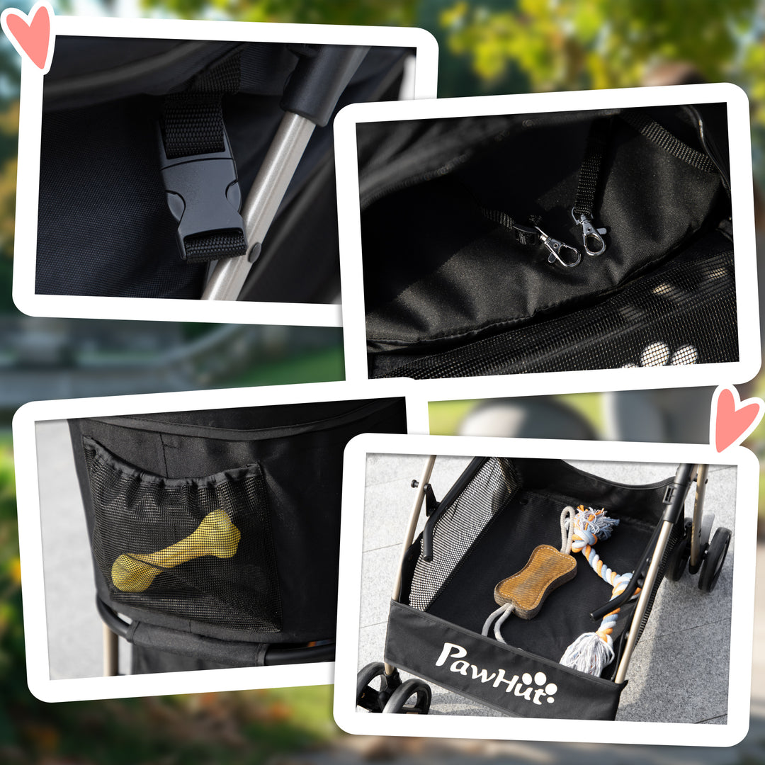3 In 1 Detachable Pet Stroller, for Extra Small and Small Dogs - Black