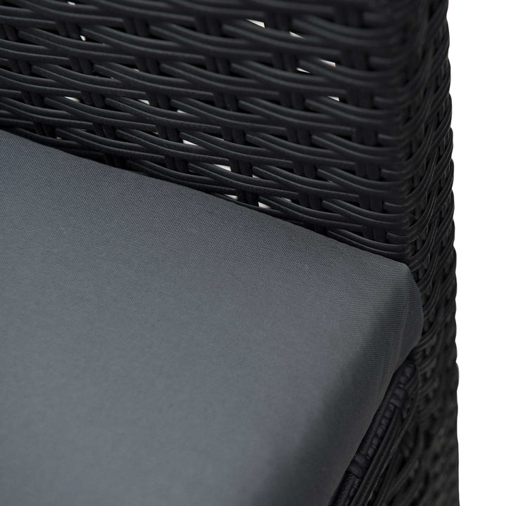 4 Pieces PE Rattan Garden Sofa Set with Cushions, Outdoor Patio Wicker Weave Conservatory Furniture Set with a Loveseat, 2 Armchairs and a Glass Top Coffee Table, Black
