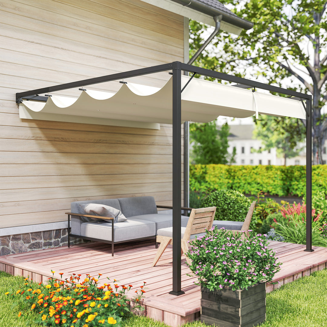 3 x 3 m Pergola, with Sliding Canopy - Cream White