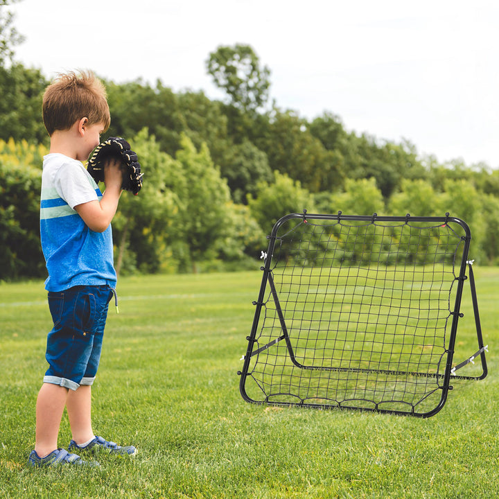 HOMCOM Rebounder Net Practise Kickback Goal for Teens Adults Softball Training Black | Aosom UK