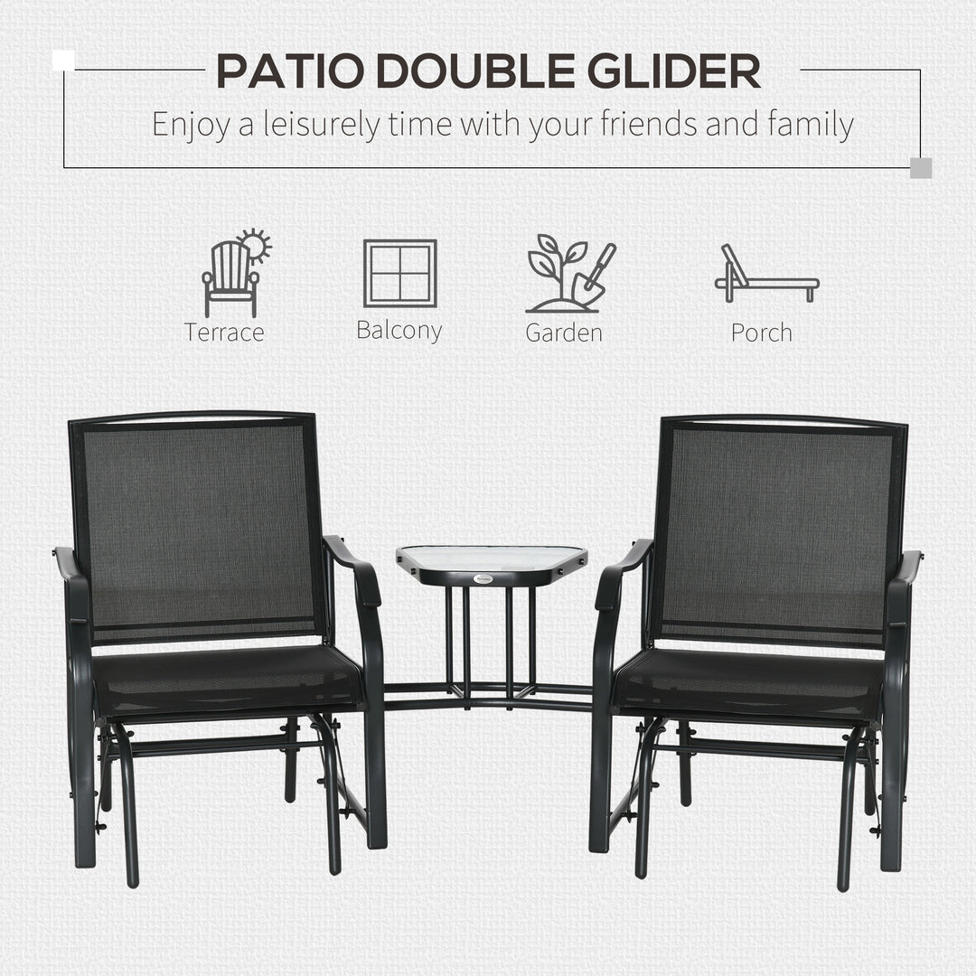 Gliding Jack and Jill Seat, with Glass-Top Table - Black