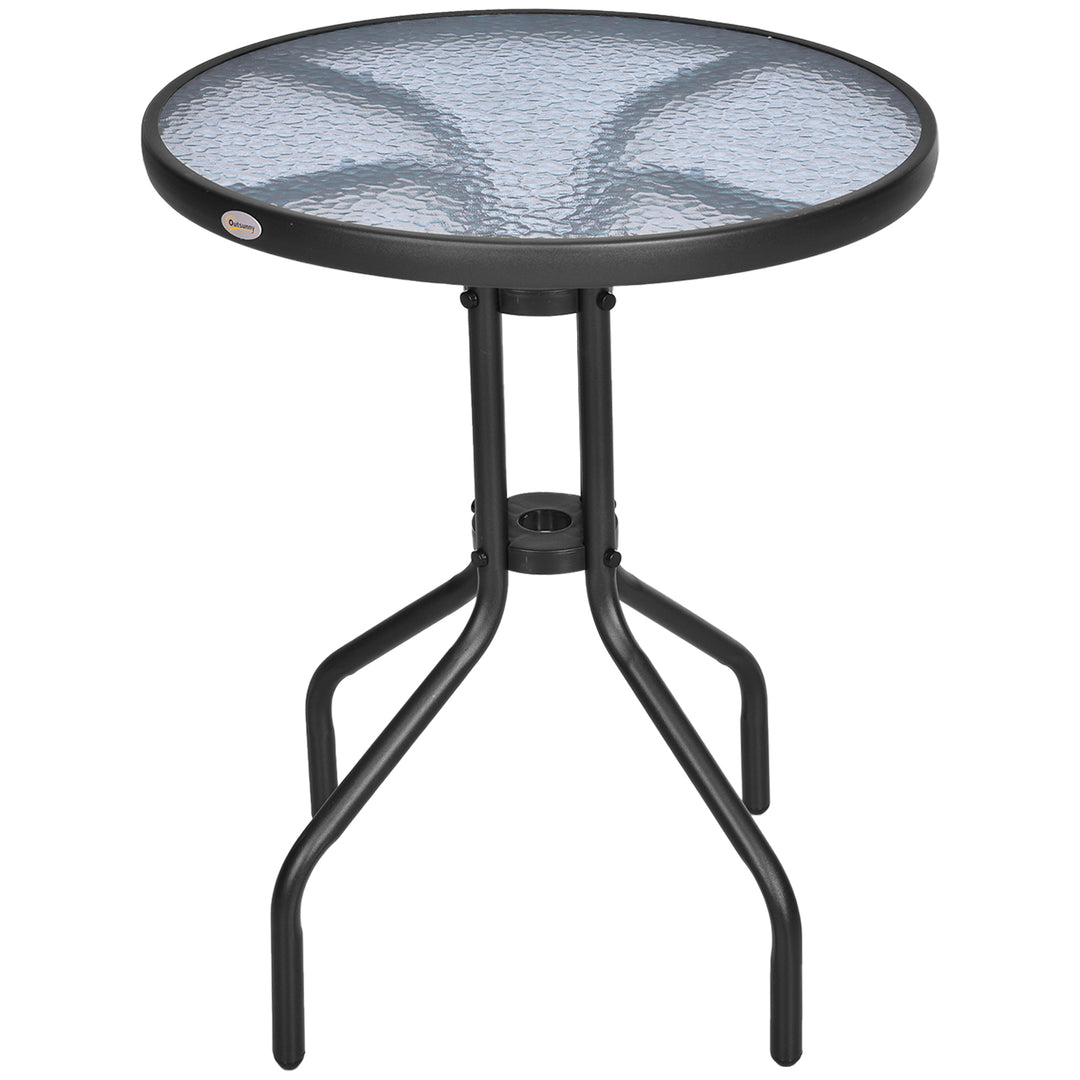 MCL Bistro Coffee Table Outdoor Tempered Glass Top Table Garden Round Dining Table - 60cm Diameter