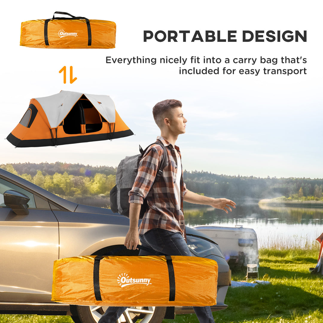 Six-Man Tent, with Two Rooms, Small Rainfly and Accessories - Orange