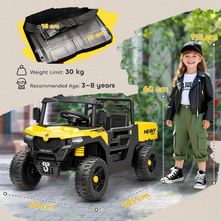 Kids Ride on Car, 12V Electric Kids UTV with Electric Dump Bed, 4-Wheel Suspension for 3-8 Years