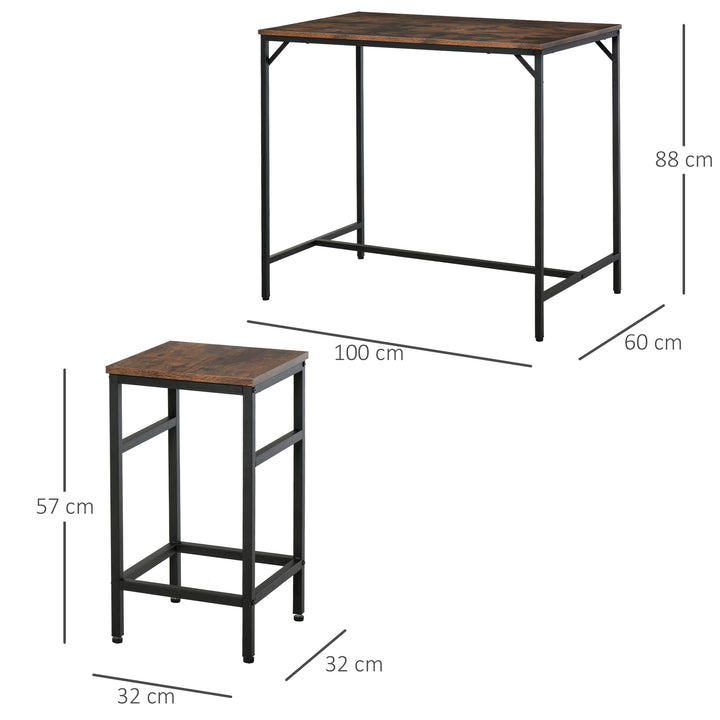 HOMCOM Industrial Rectangular Bar Table and Stools with 4 Stools, Dining Table and Chairs Set for Dining Room, Bar Table Set, Dinette | Aosom UK