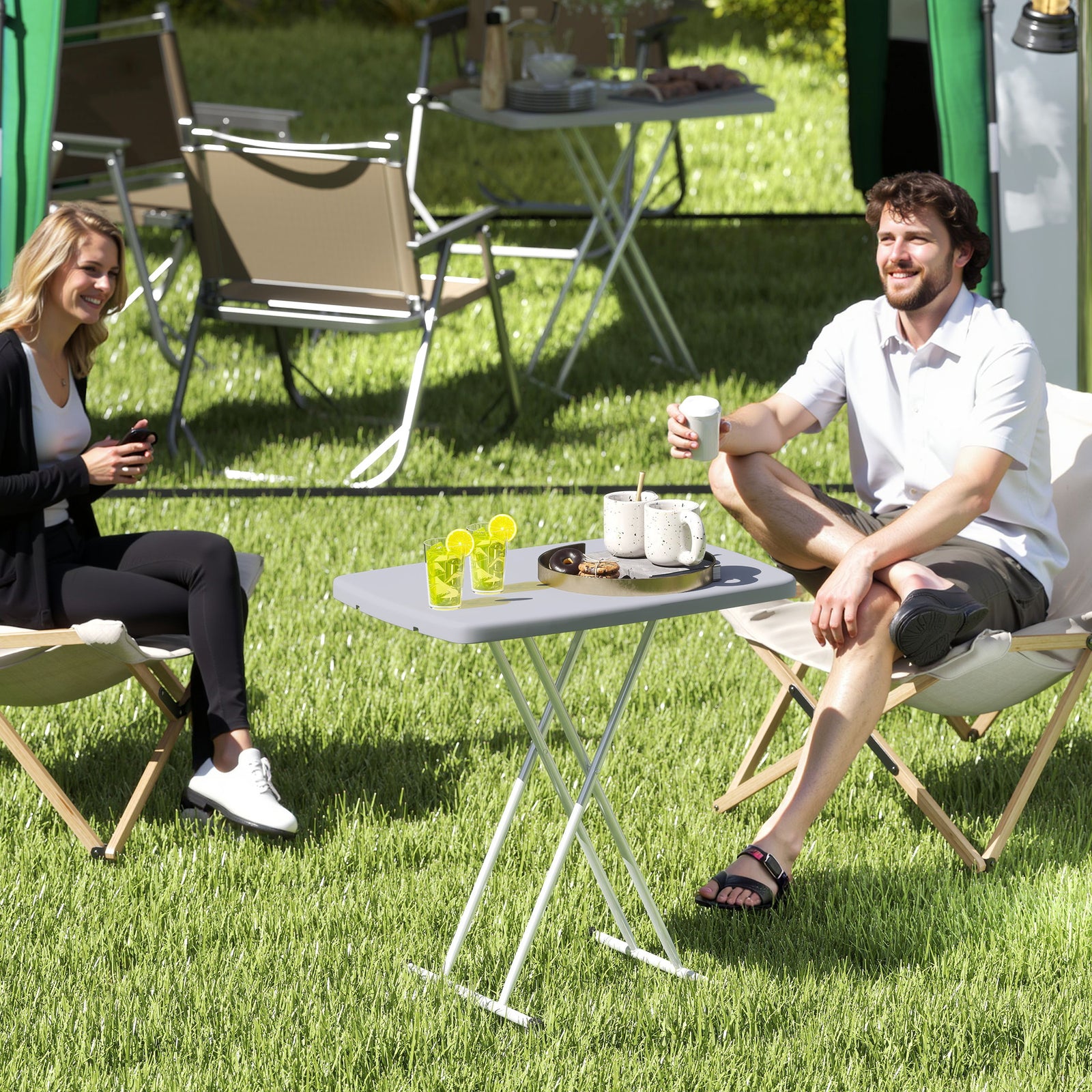 Minimal Folding Outdoor Table - Grey/White