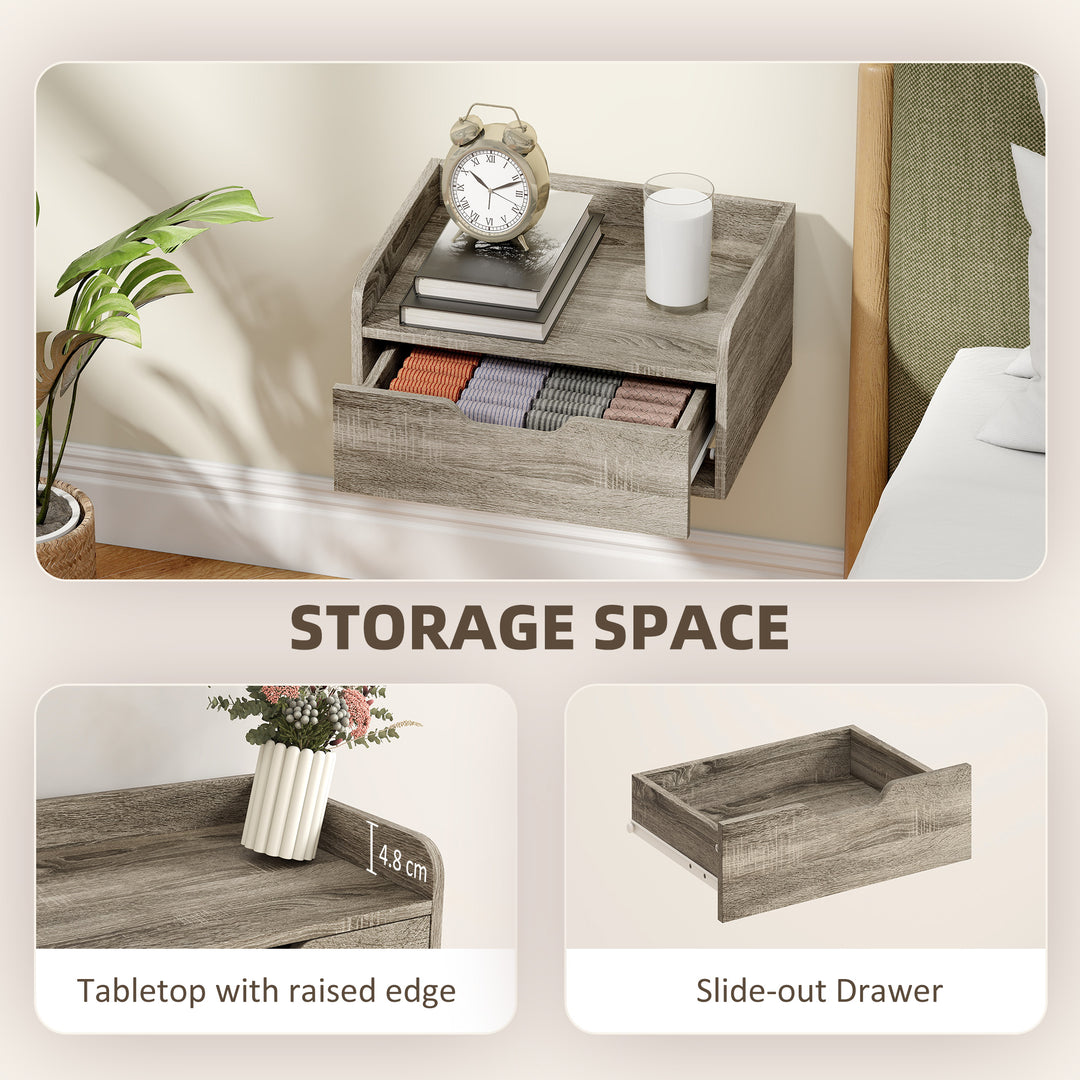 Floating Nightstands Set of 2, Wall Mounted Bedside Table with Drawer 