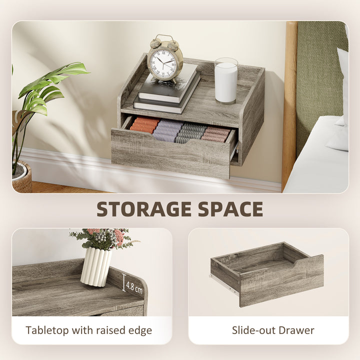 Floating Nightstands Set of 2, Wall Mounted Bedside Table with Drawer 