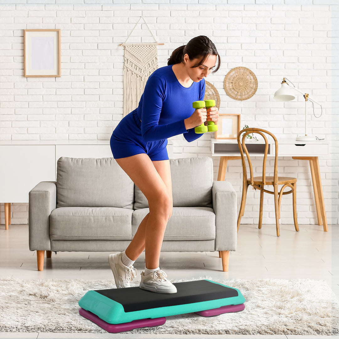 MCL 3-Level Aerobic Step 10/15/20cm Steppers for Exercise Workout w/ Non-Slip Top Compact Stepper Home Office Indoor Outdoor Fitness Equipment