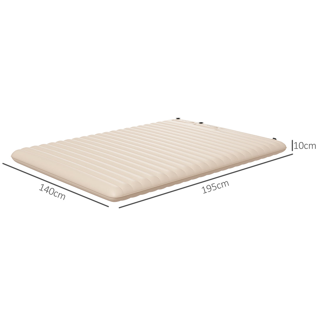 Double Inflatable Mattress, with Built-In Pump - White