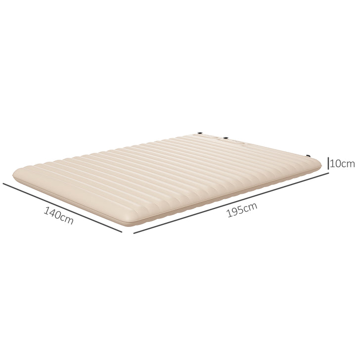Double Inflatable Mattress, with Built-In Pump - White