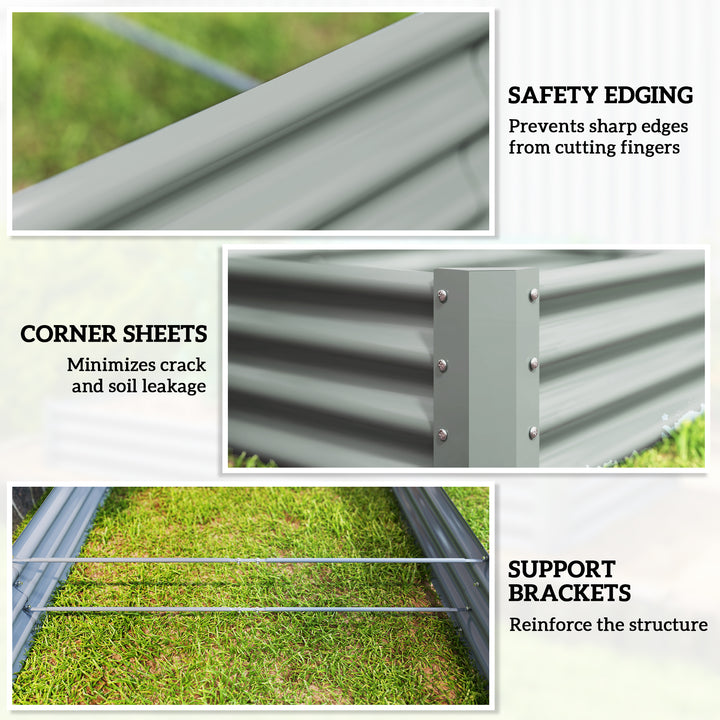 Outsunny 240 x 120cm Galvanised Steel Open Planter - Silver