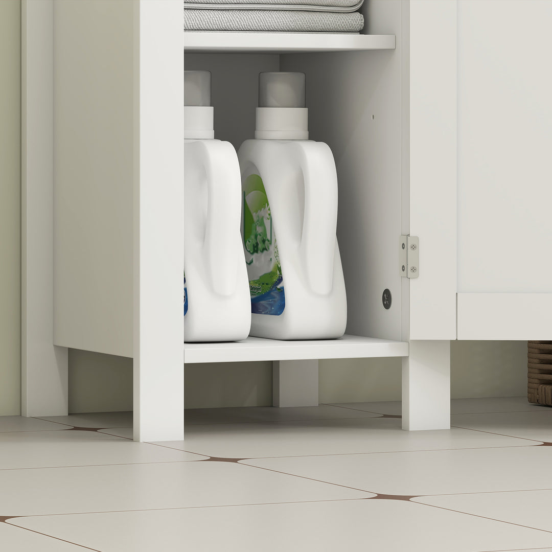 Slim Bathroom Storage Unit with Open Shelf, Bathroom Storage Cabinet with Adjustable Shelf, 32 x 30 x 80 cm, White