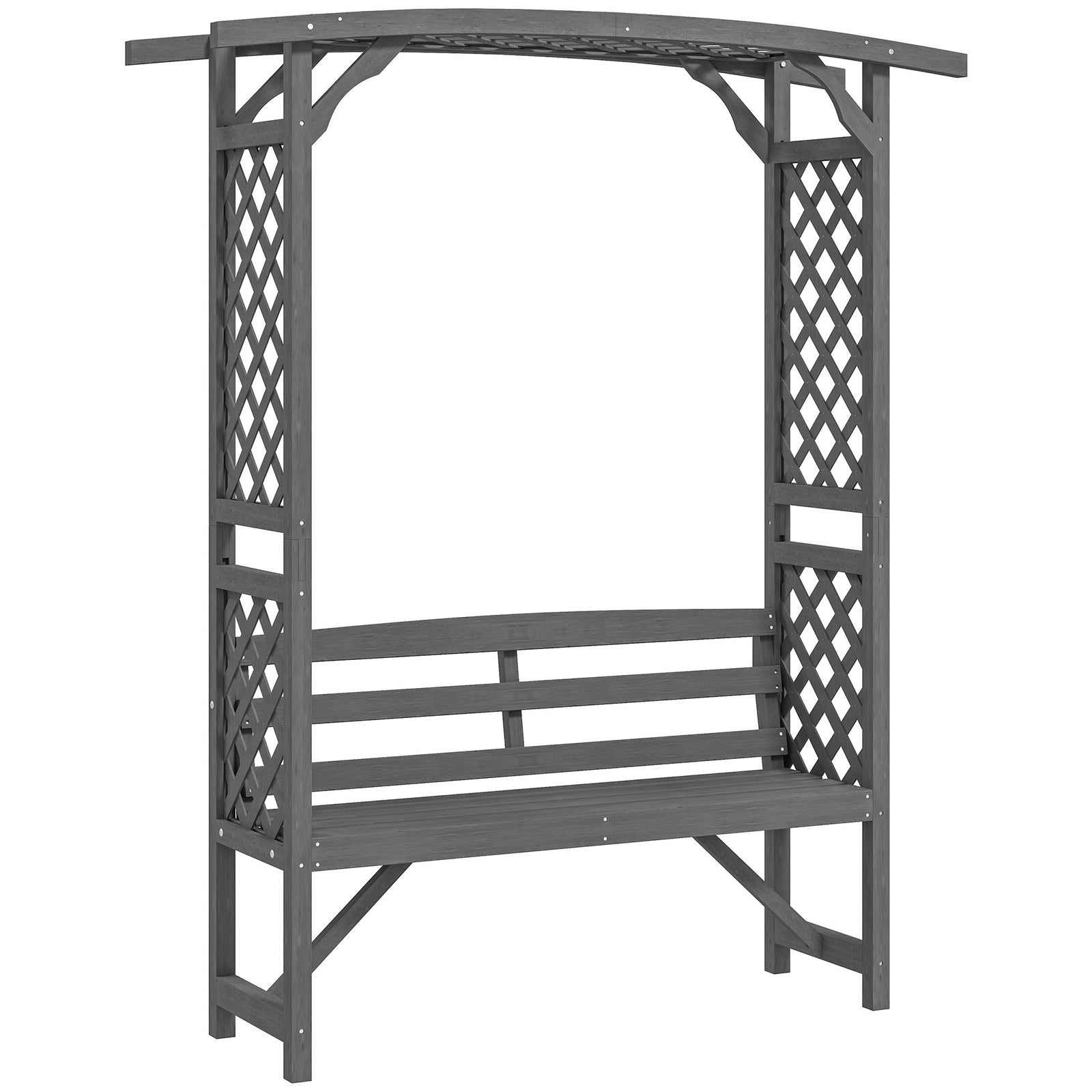 Garden Bench, Wooden Garden Arbour with Seat for Vines/Climbing Plants, Grey