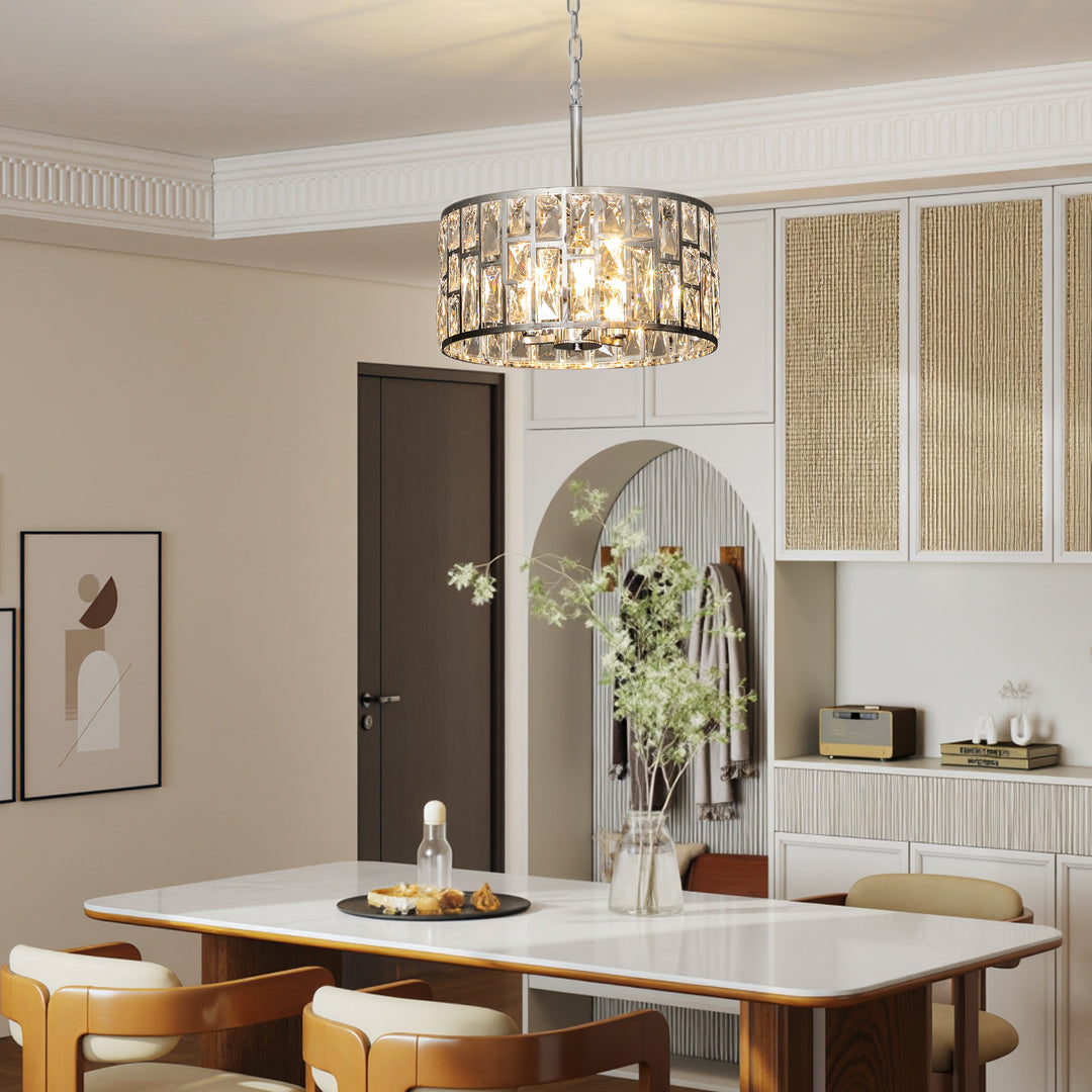 MCL 72 Glass Crystallite Chandelier - Silver-Tone