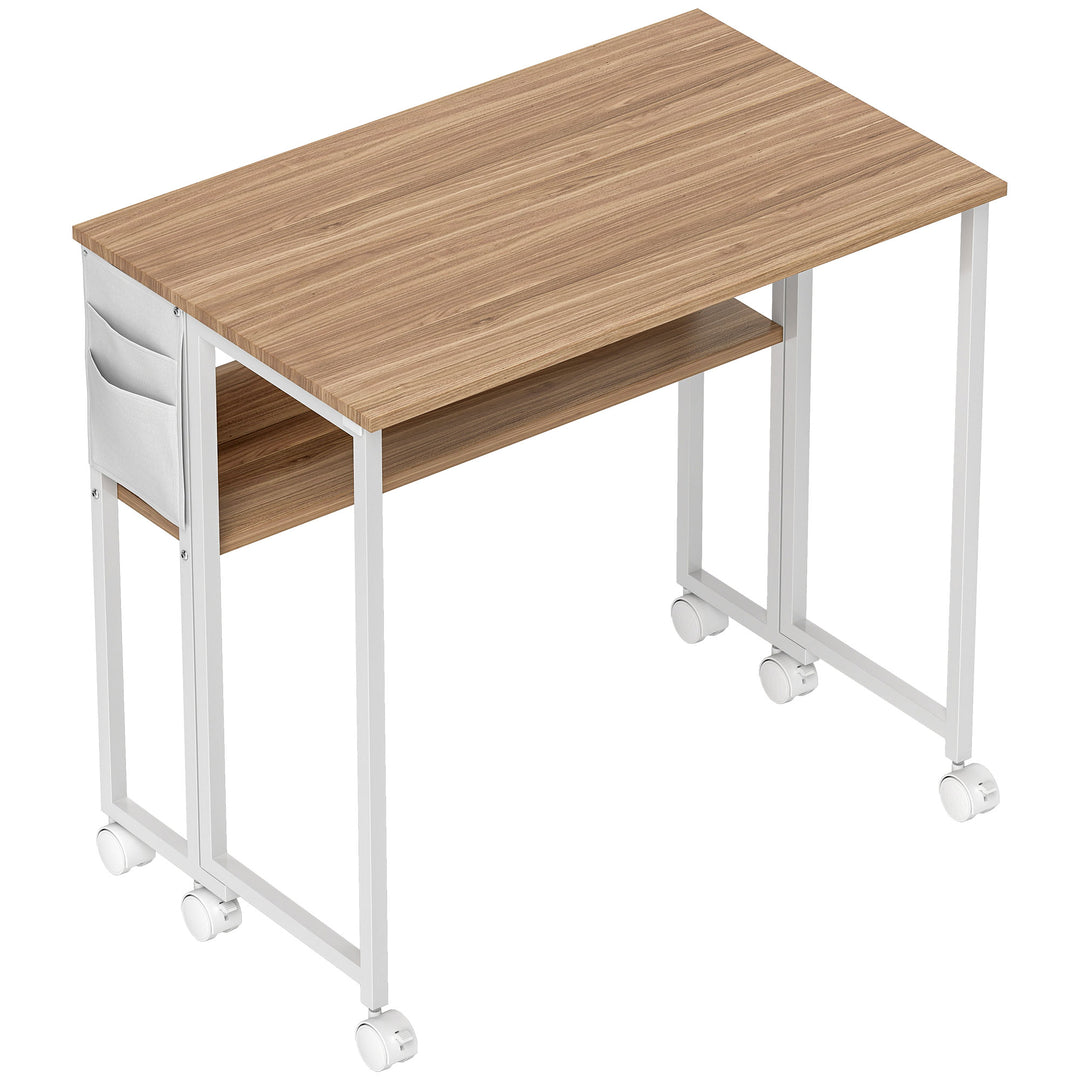 80 cm Drop Leaf Writing Work Desk - Natural Wood Finish