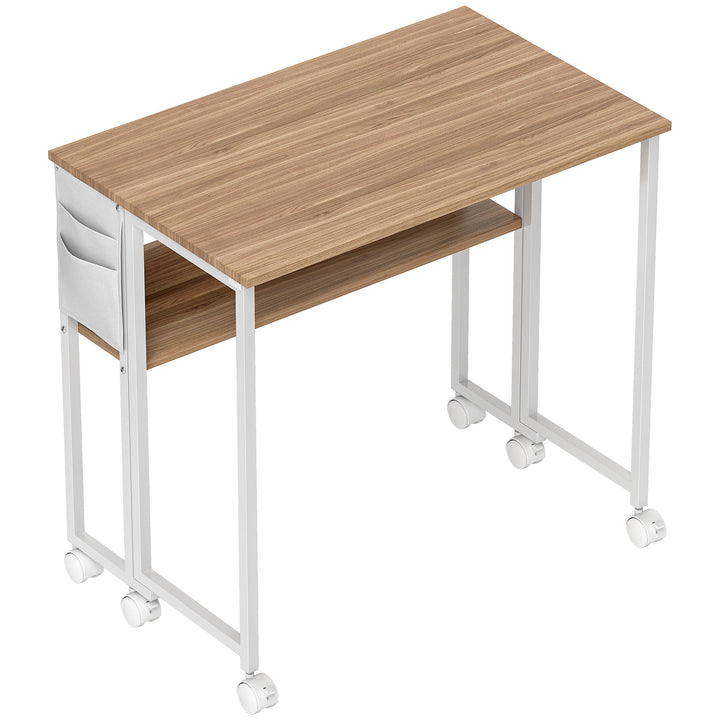 80 cm Drop Leaf Writing Work Desk - Natural Wood Finish