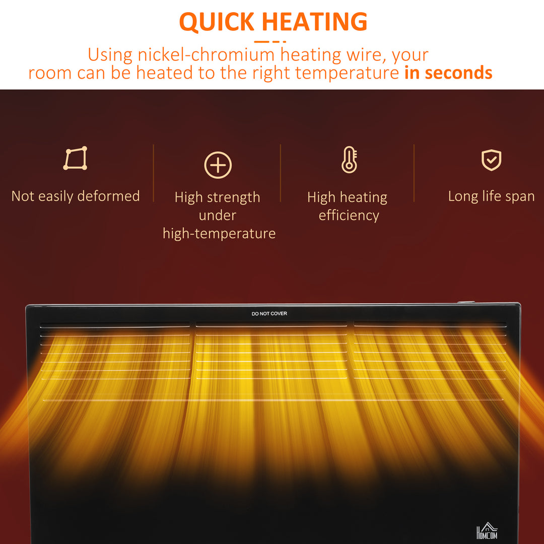 MCL POWER Convector Radiator Freestanding or Wall-mounted Heating with 2 Heat Settings Safety Cut-Off, Black