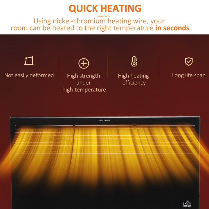 MCL POWER Convector Radiator Freestanding or Wall-mounted Heating with 2 Heat Settings Safety Cut-Off, Black