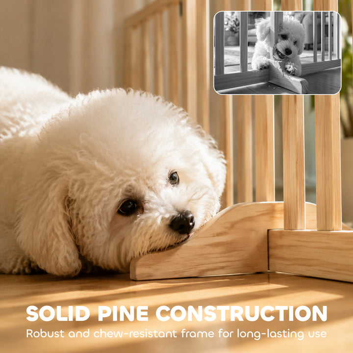 Wooden Dog Gate, 3-Panel Freestanding Pet Gates Indoor with 2 Support - view 6