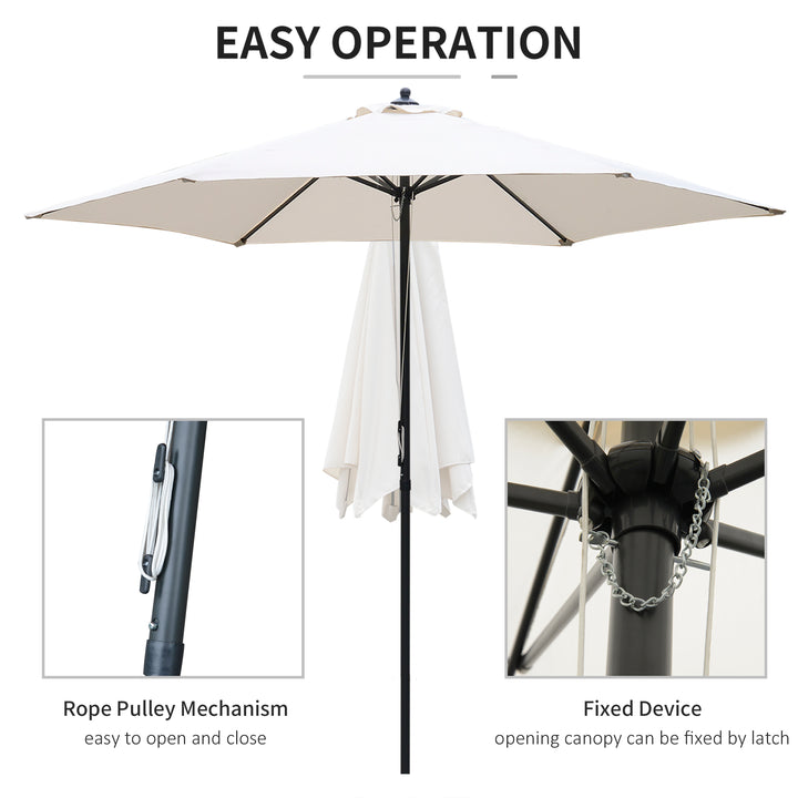 2.8m Garden Parasol Umbrella, Round Outdoor Market Table Umbrella Sun Shade Canopy, Off-White