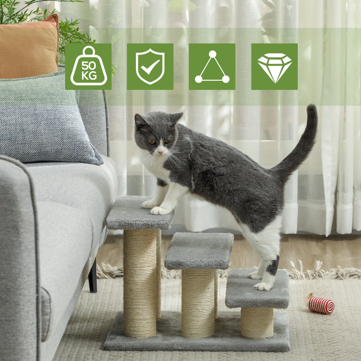 Pet Stairs 3-step Pet Ladder Cat dog Stairs Climb Ladder Cat Tree, Grey
