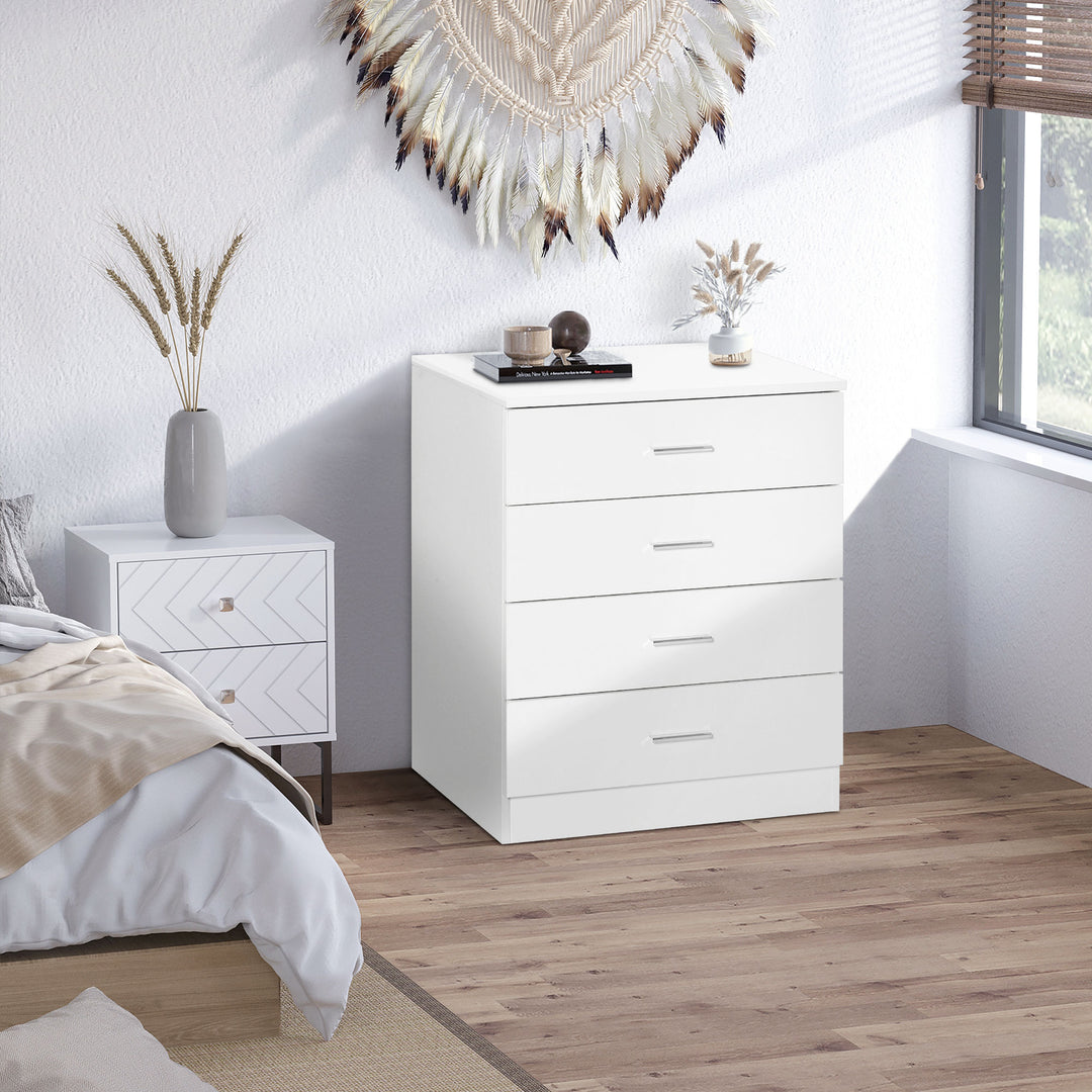 MCL Chest of Drawers, 4 Drawers Storage Cabinet with Metal Rails, Anti-Tip for Playroom, Nursery Room, Hallway, etc