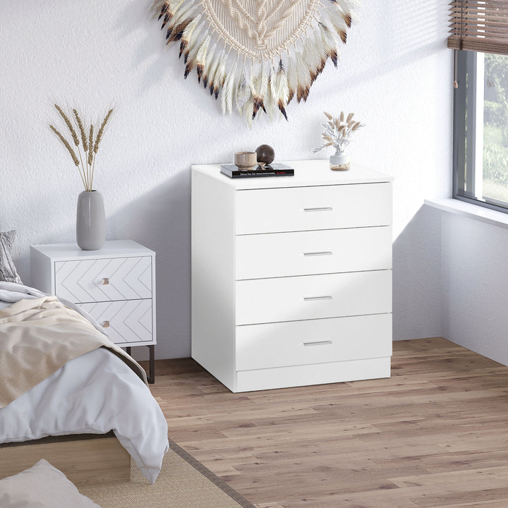 MCL Chest of Drawers, 4 Drawers Storage Cabinet with Metal Rails, Anti-Tip for Playroom, Nursery Room, Hallway, etc