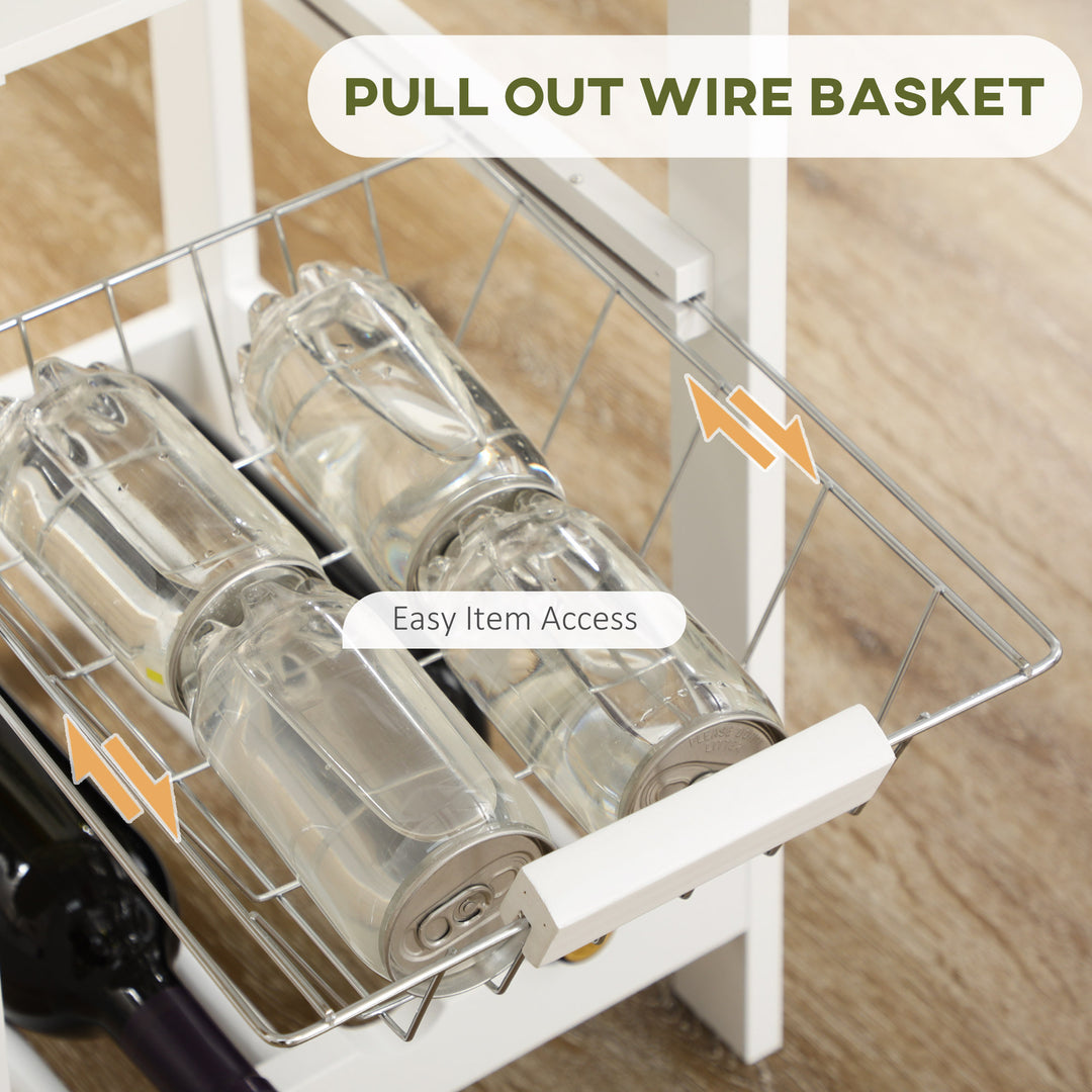 MCL 3 Piece Bar Table Set, Breakfast Bar table and Stools with Storage Shelf, Drawer, Wire Basket and Wine Rack for Kitchen, Home Bar, Natural and White